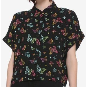 Butterfly Crop Button-up Shirt